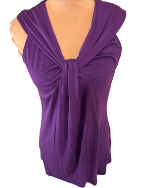 Purple Sleeveless Twist-Front Women's Top